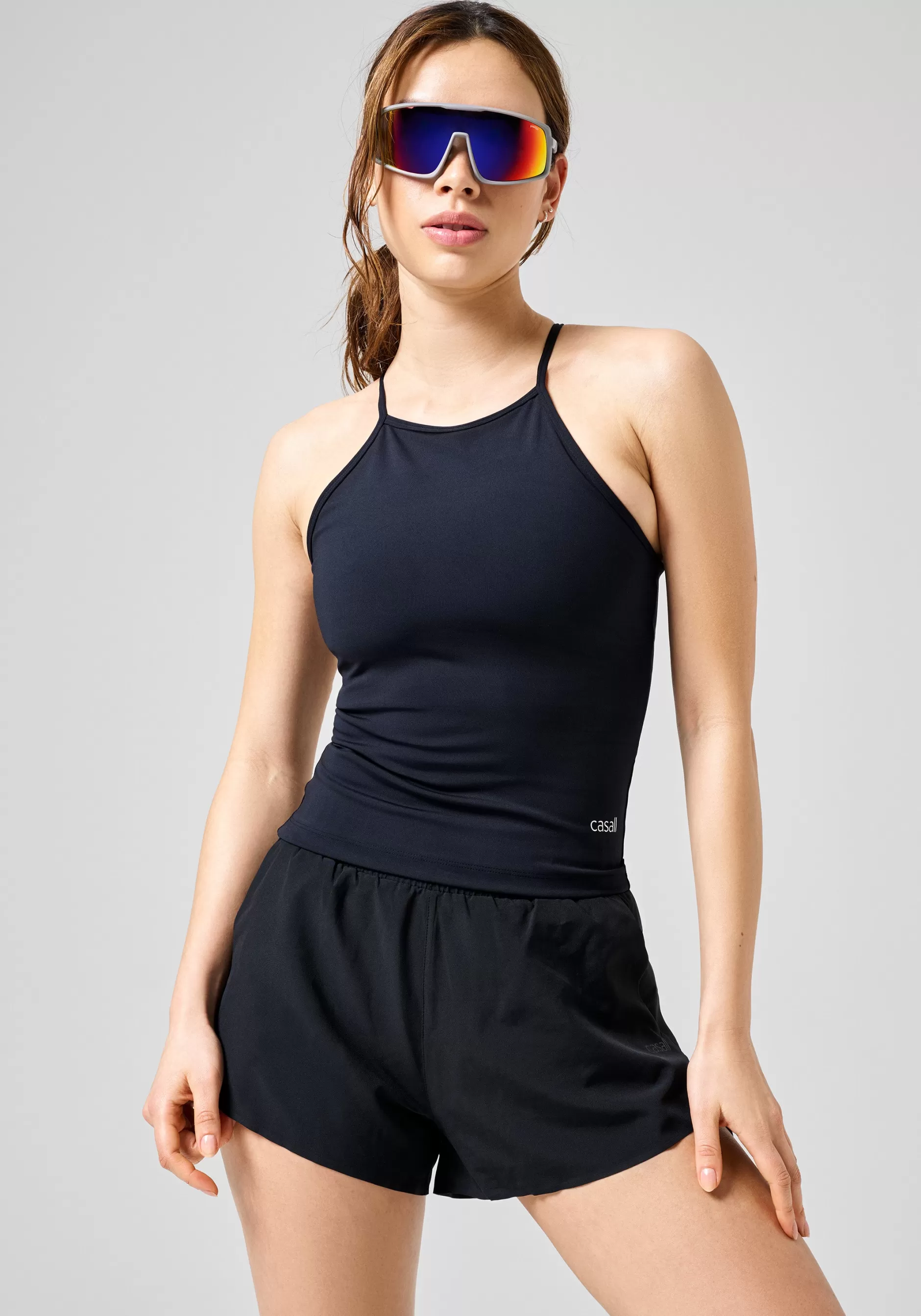 Discount Casall Built-In-Bra Halterneck Tank - Black