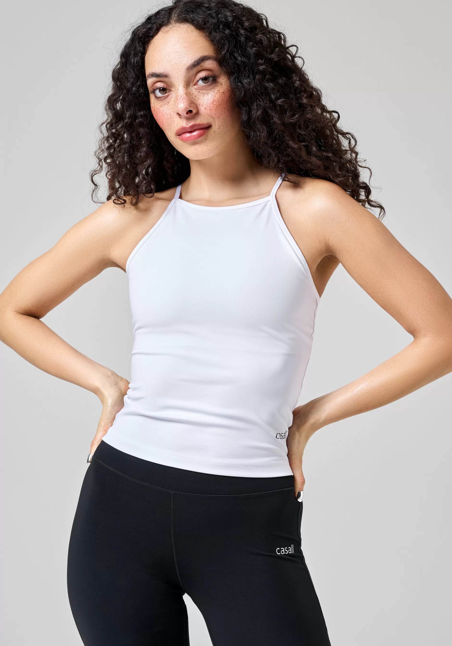 New Casall Built-In-Bra Halterneck Tank - White