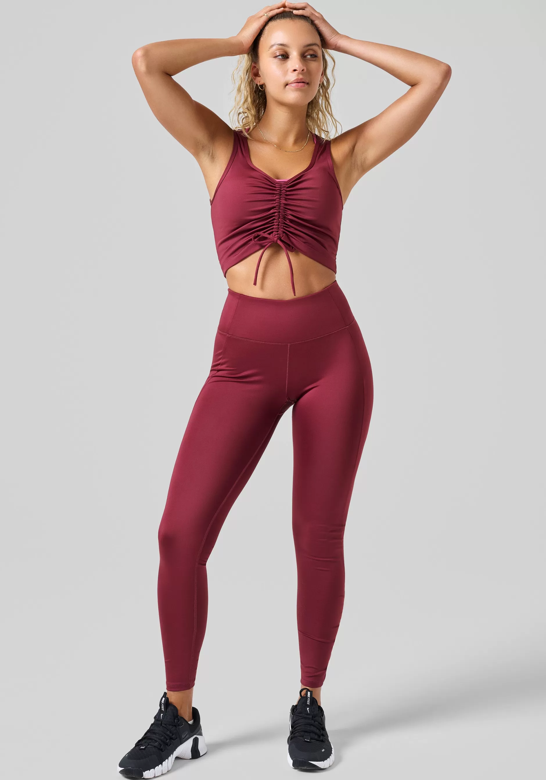 Online Casall Crease High Waist Tights - Evening Red
