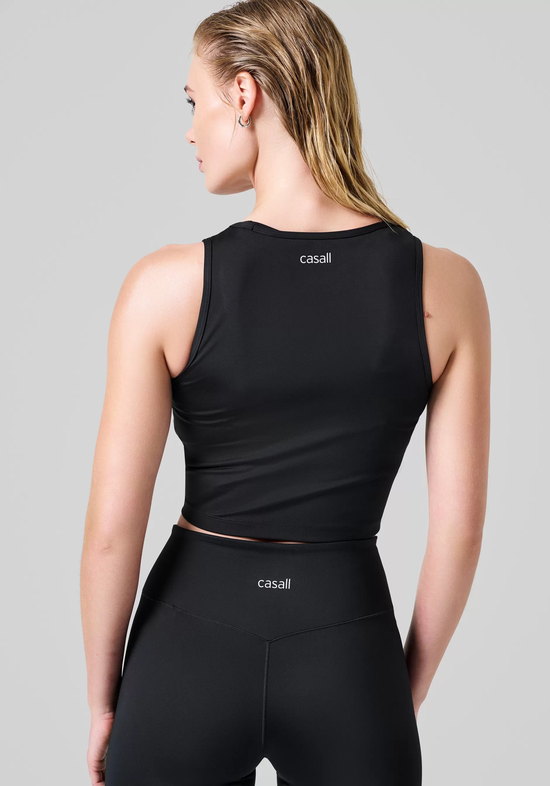Clearance Casall Crease Sleeveless Crop Top - Black