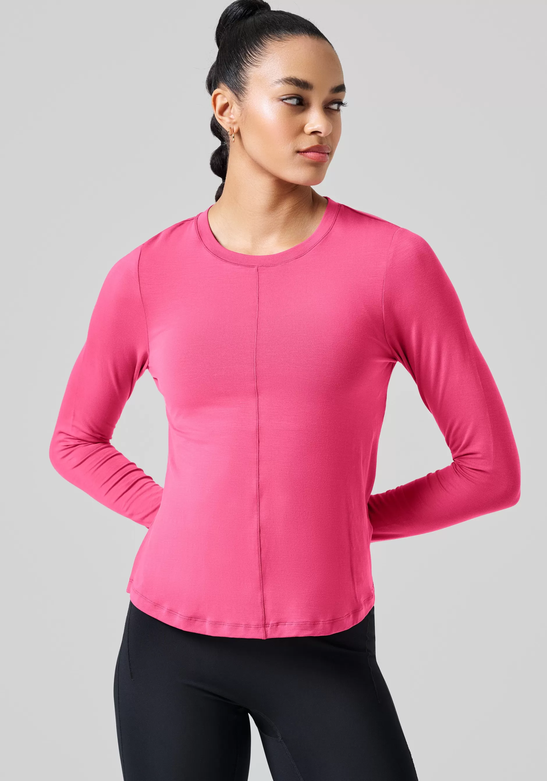 Hot Casall Delight Crew Neck Long Sleeve - French Rose