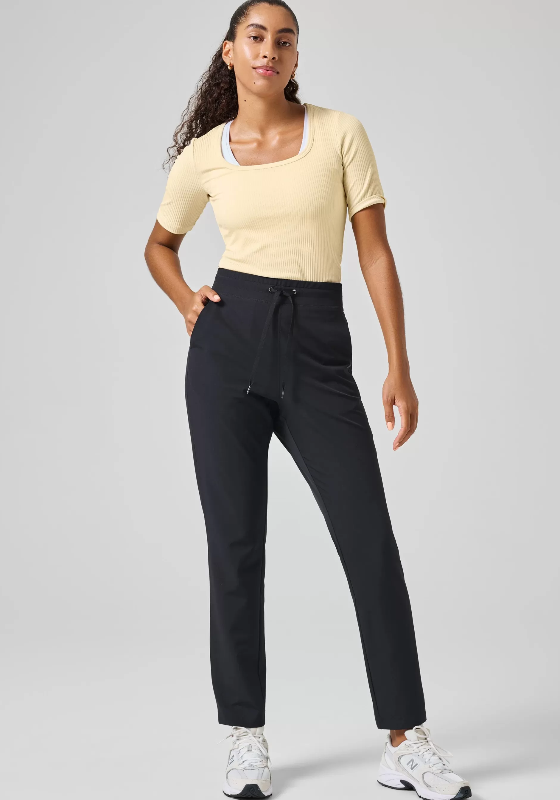 Fashion Casall Ease High Waist Woven Pants - Black
