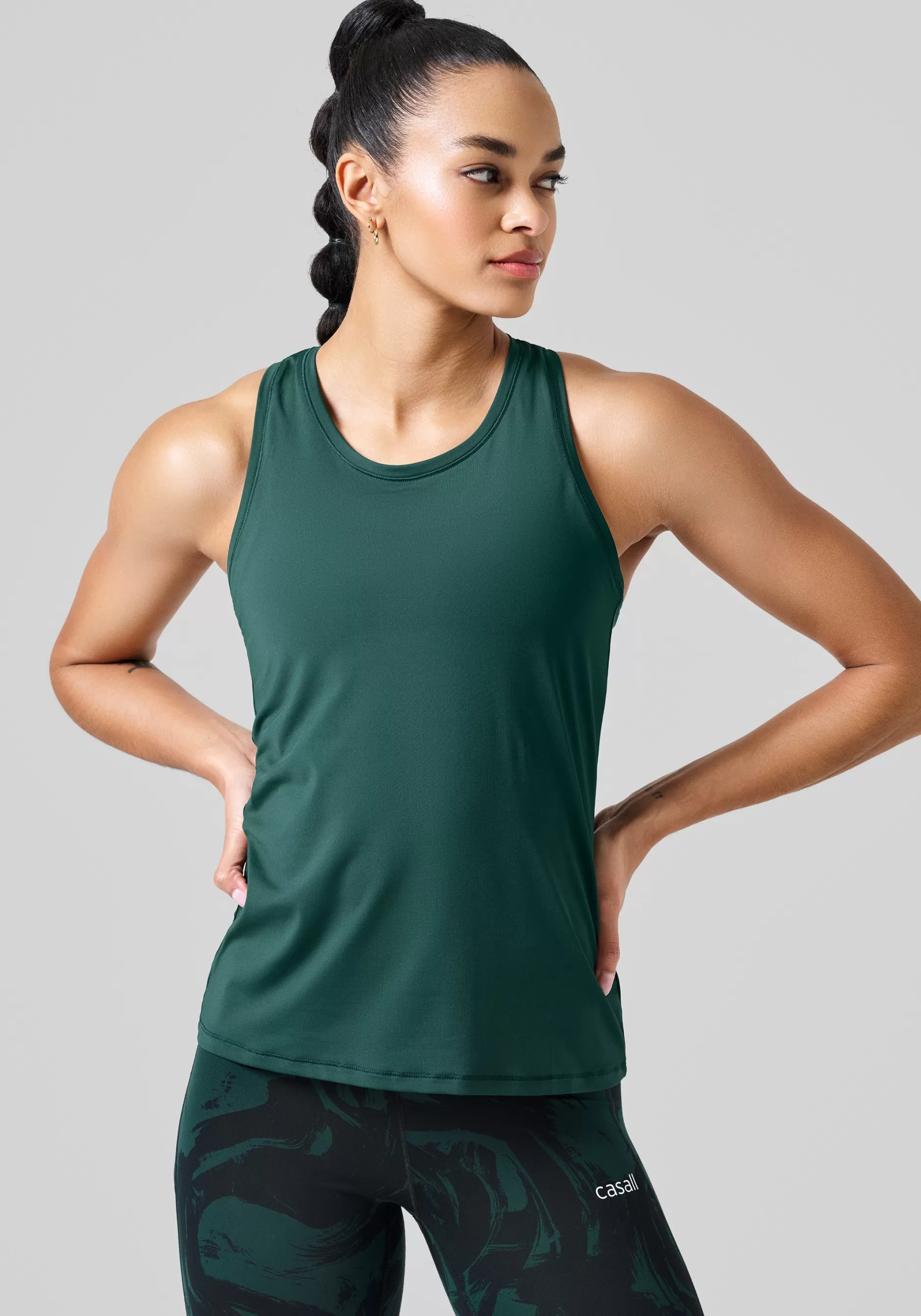 Shop Casall Essential Racerback Tank - Dark Pine