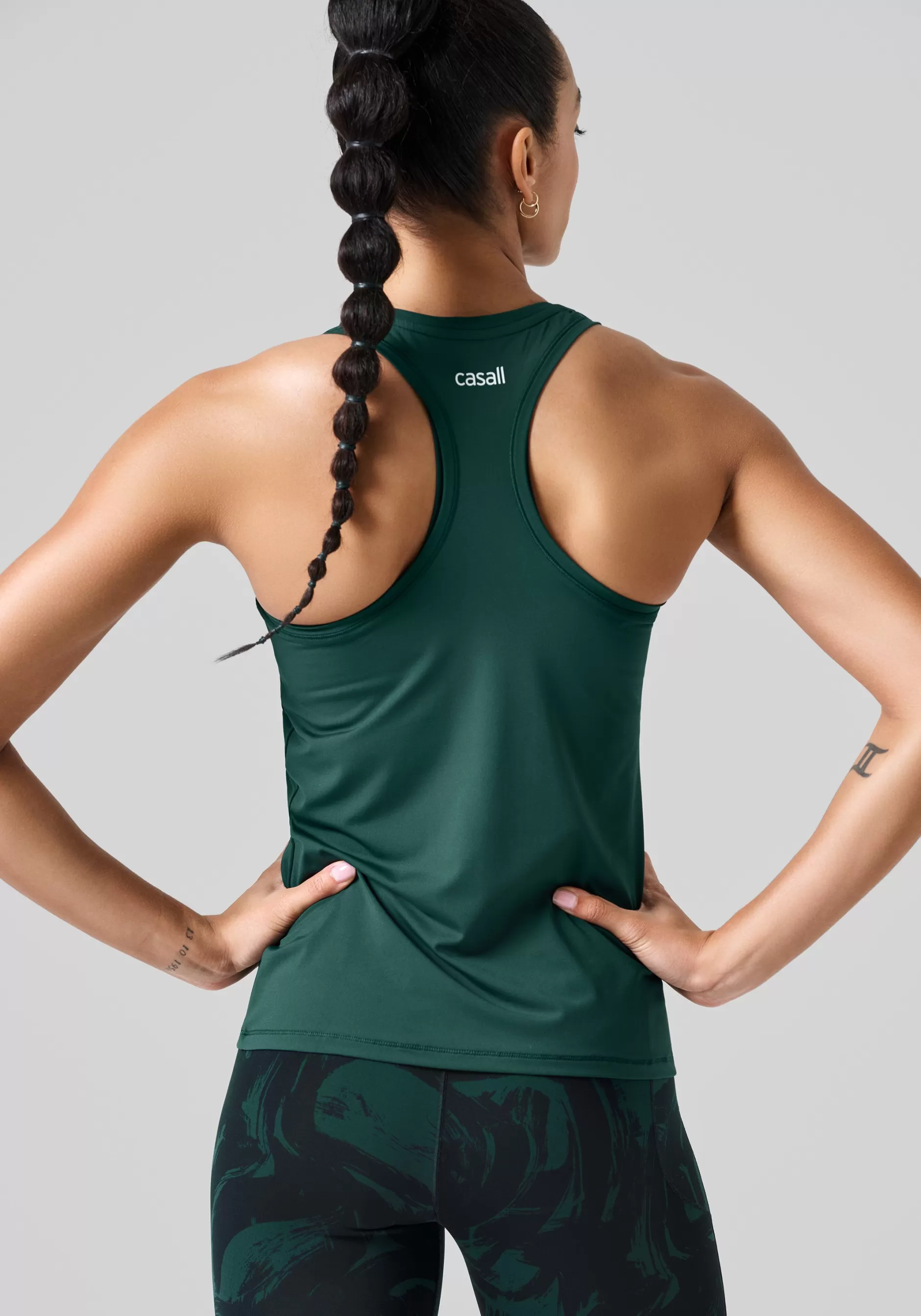 Shop Casall Essential Racerback Tank - Dark Pine