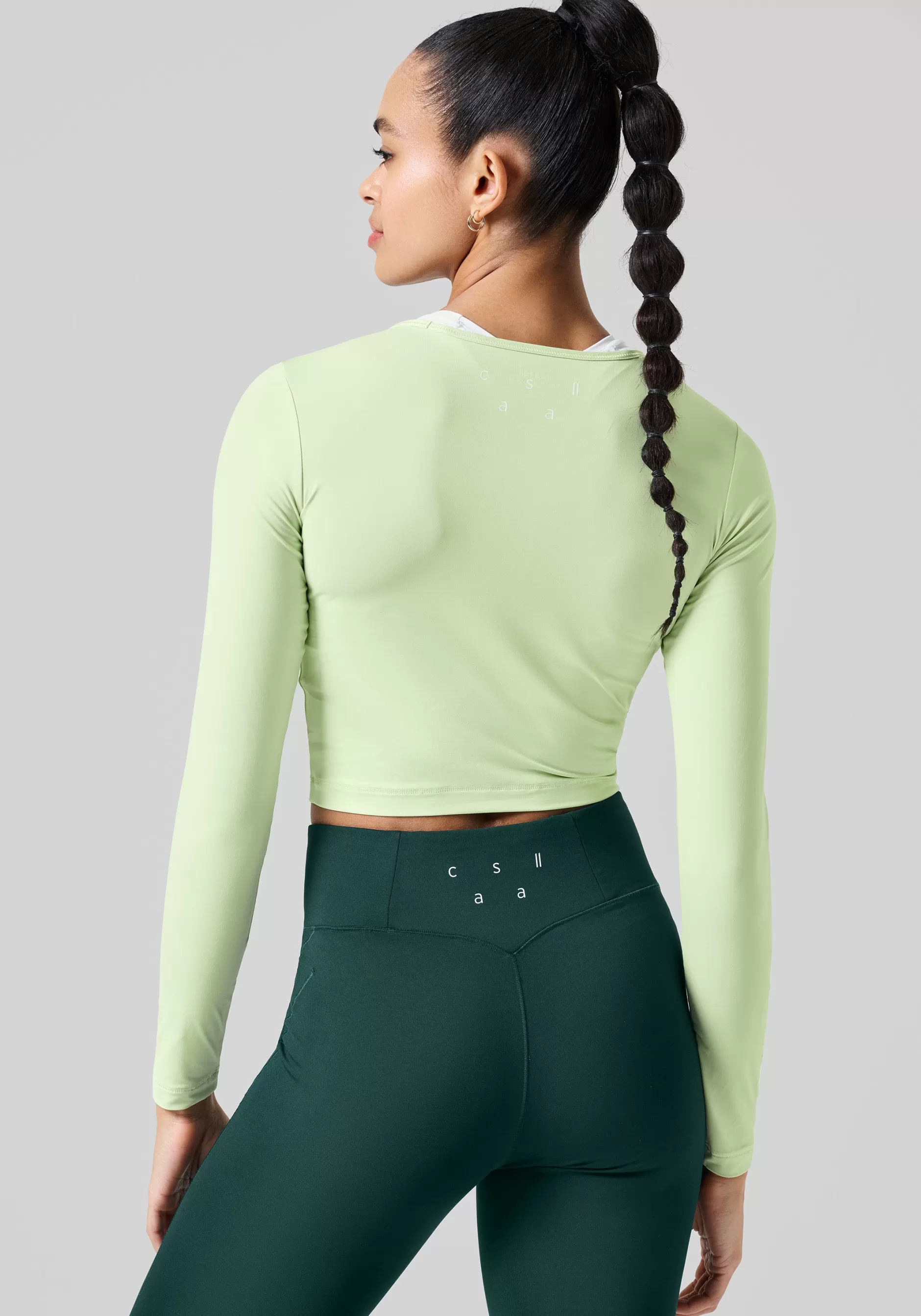 Online Casall Graphic Crop Long Sleeve - Cool Matcha