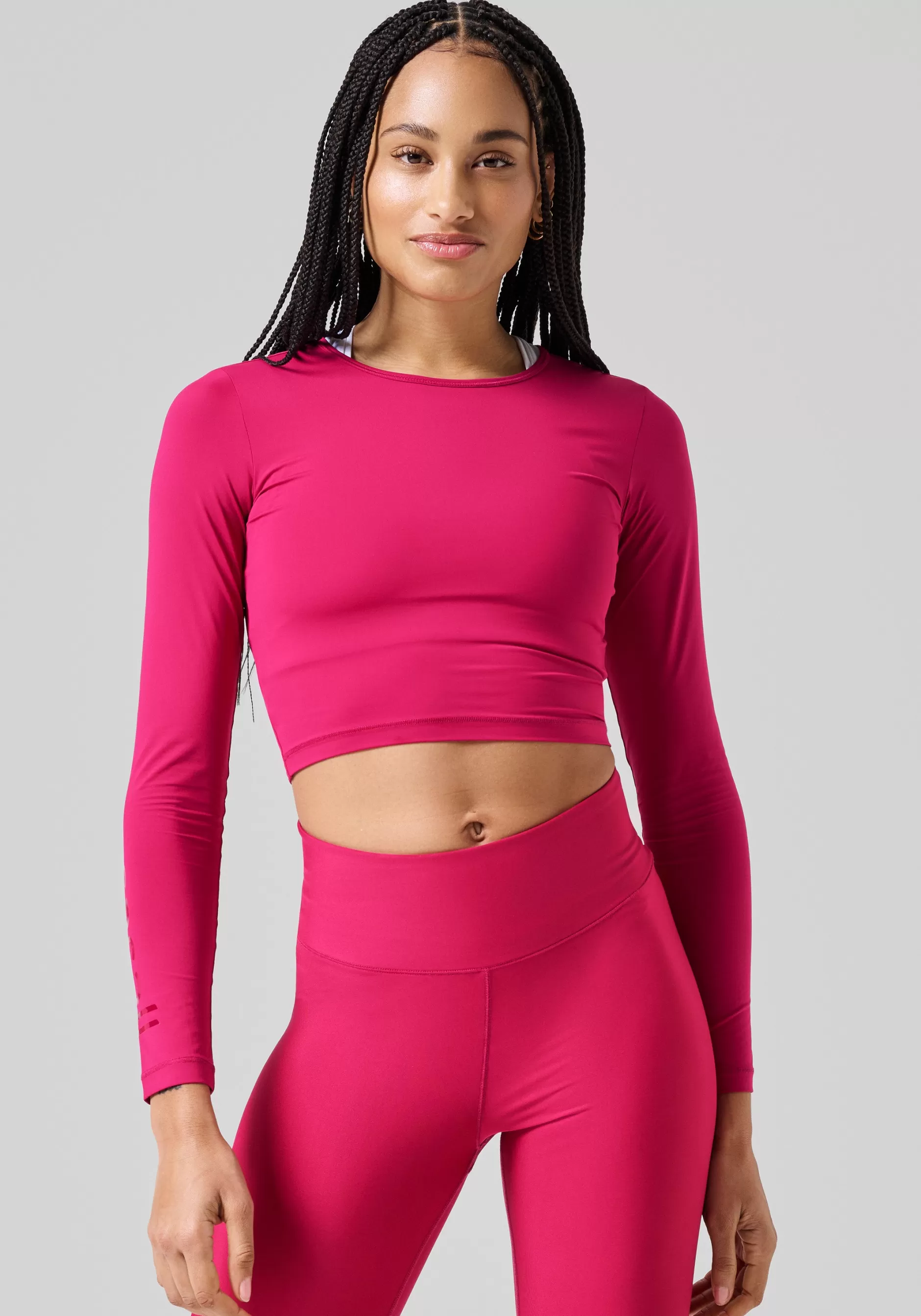 Clearance Casall Graphic Crop Long Sleeve - Punch Pink
