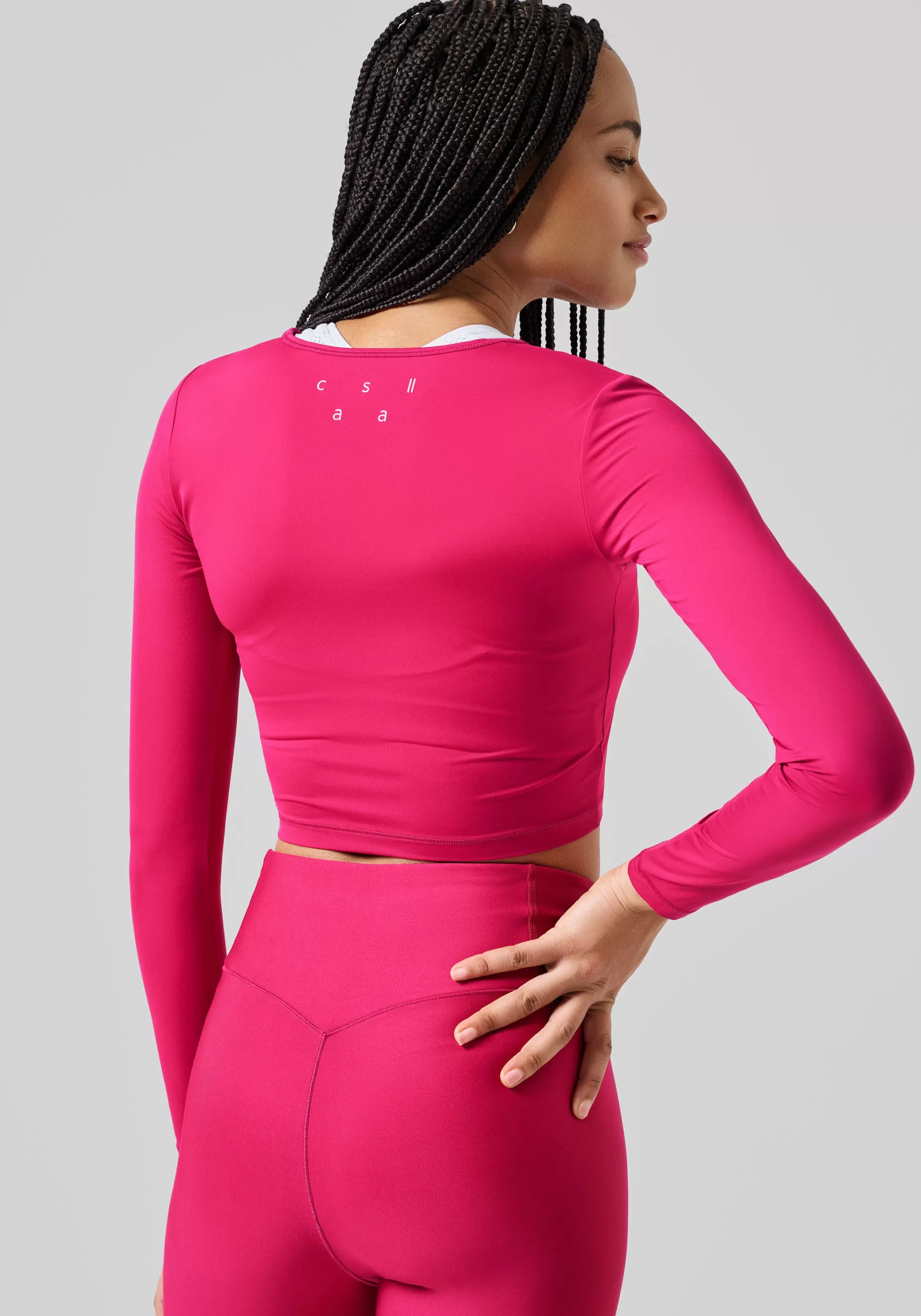 Clearance Casall Graphic Crop Long Sleeve - Punch Pink