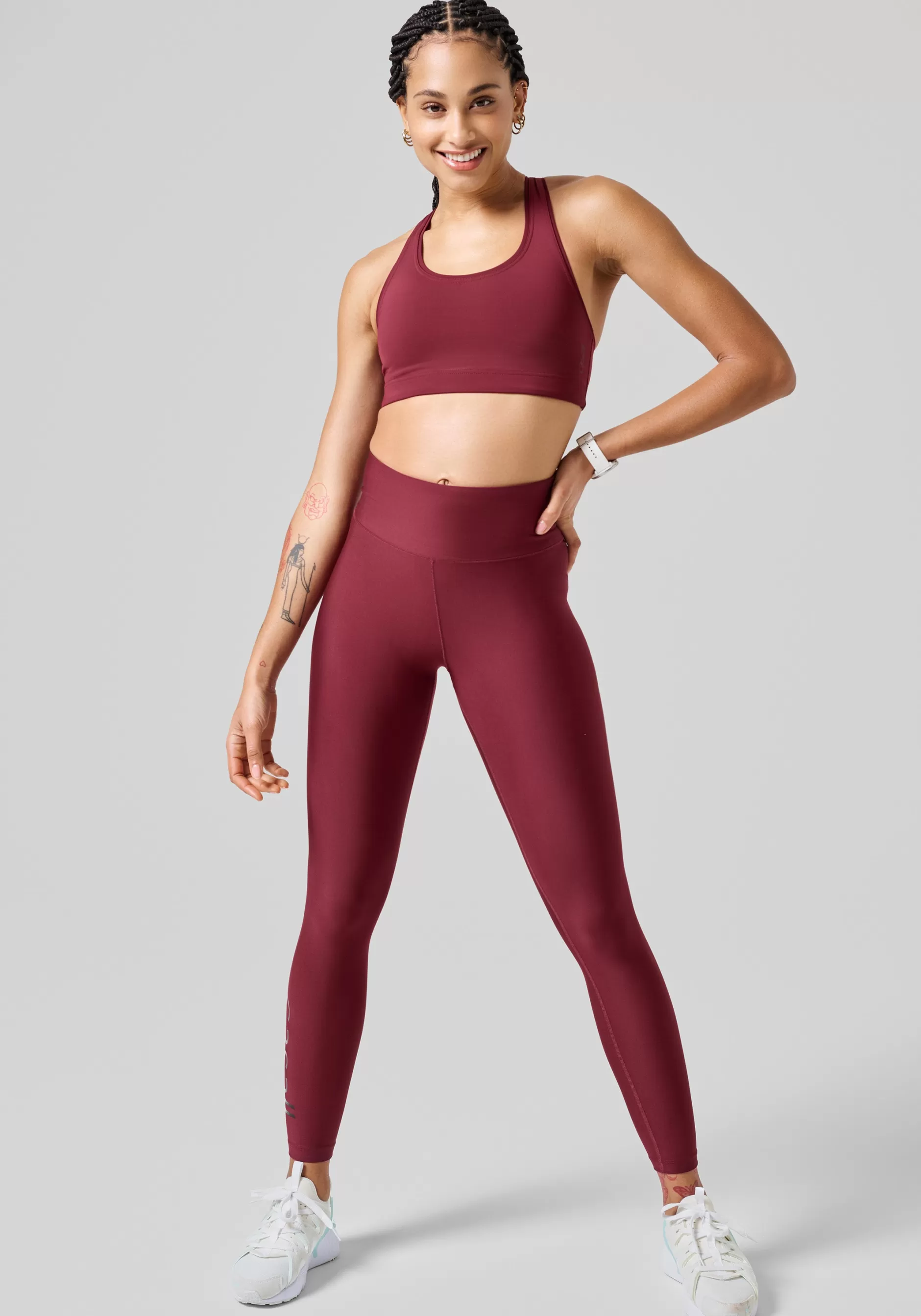Hot Casall Graphic High Waist Tights - Evening Red