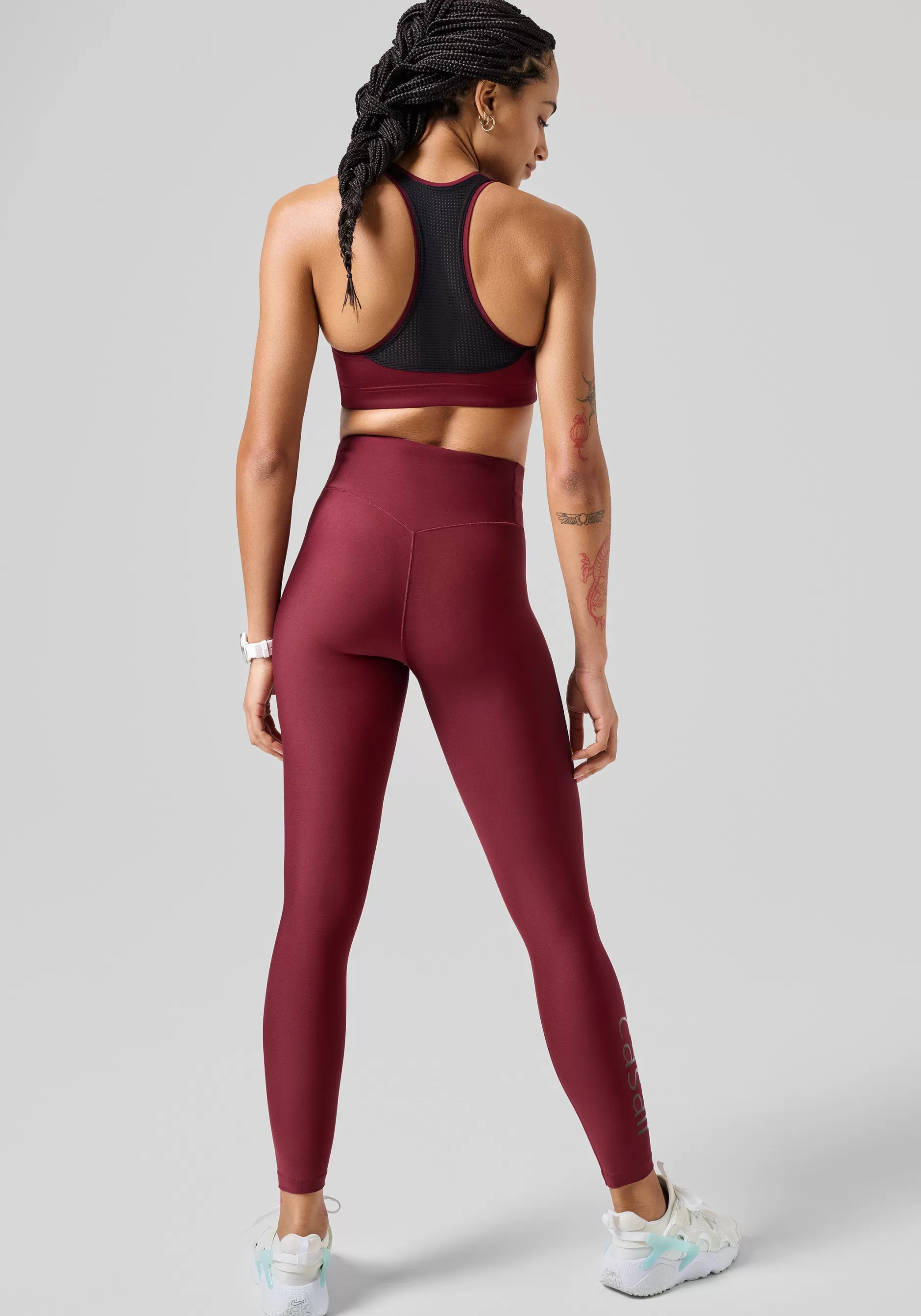 Hot Casall Graphic High Waist Tights - Evening Red