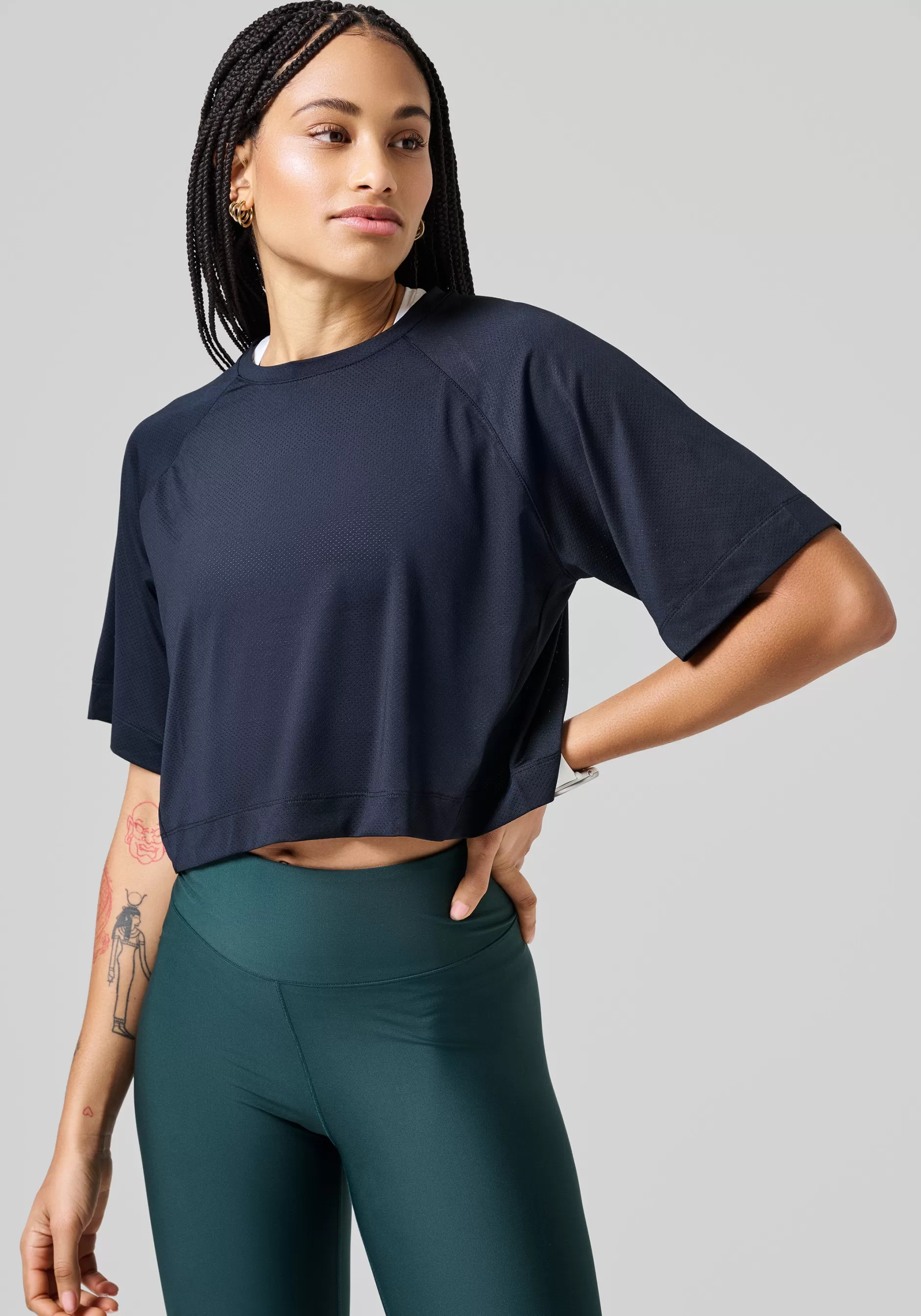 Cheap Casall Laser Mesh Crop Tee - Black
