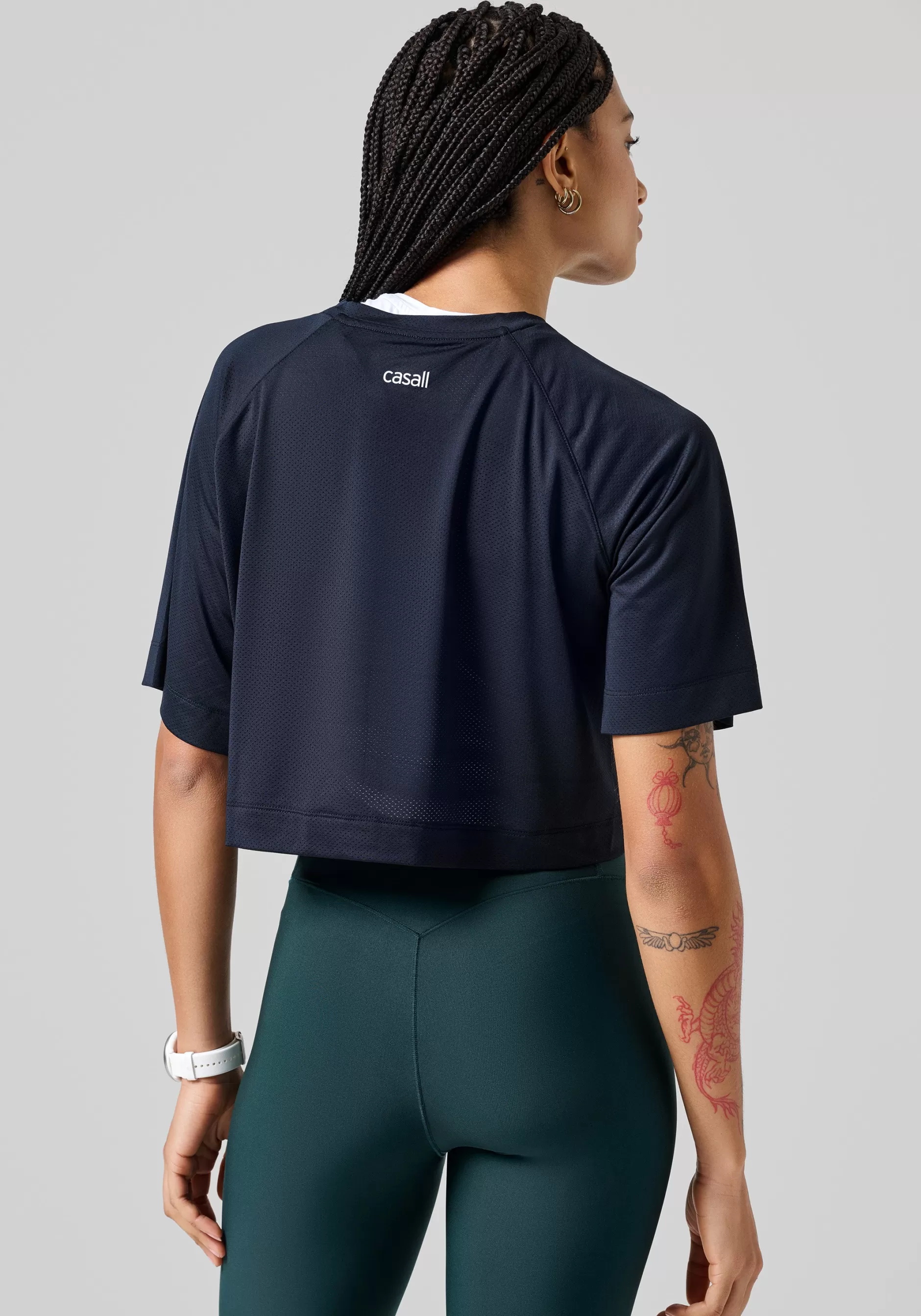 Cheap Casall Laser Mesh Crop Tee - Black