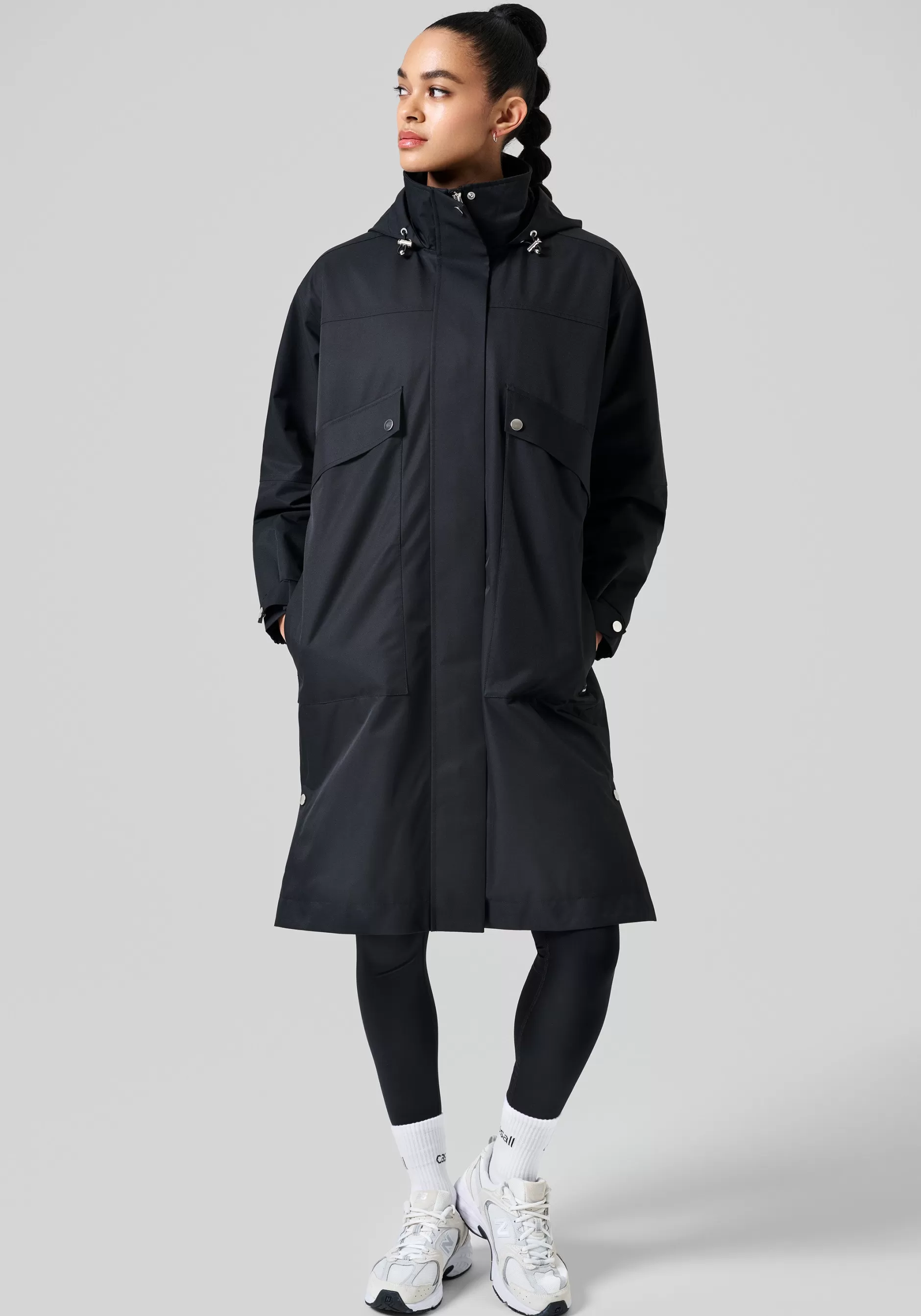 Hot Casall Light Padded Rain Parka - Black