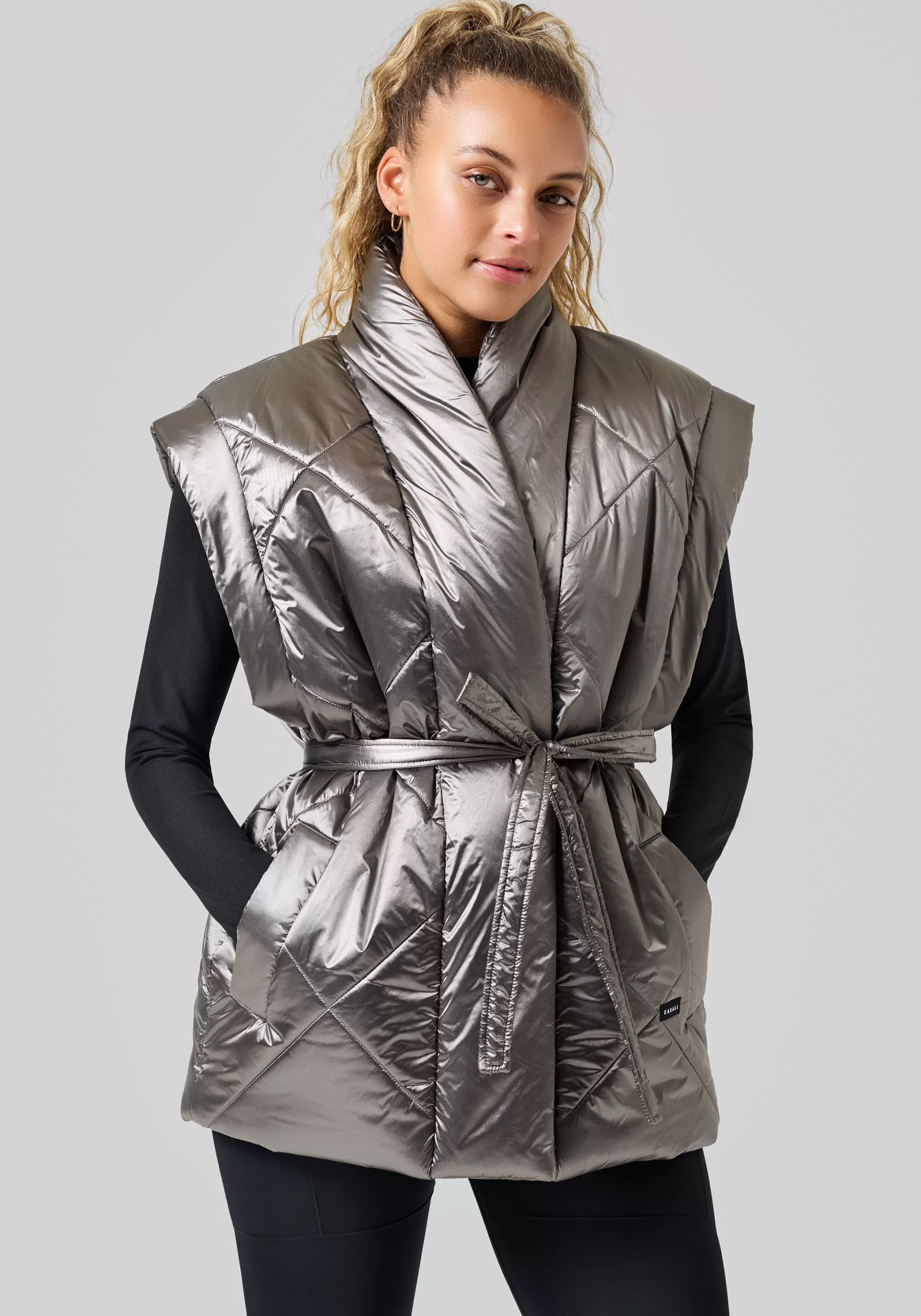 Outlet Casall Mellow Wrap Quilt Vest - Silver Fusion