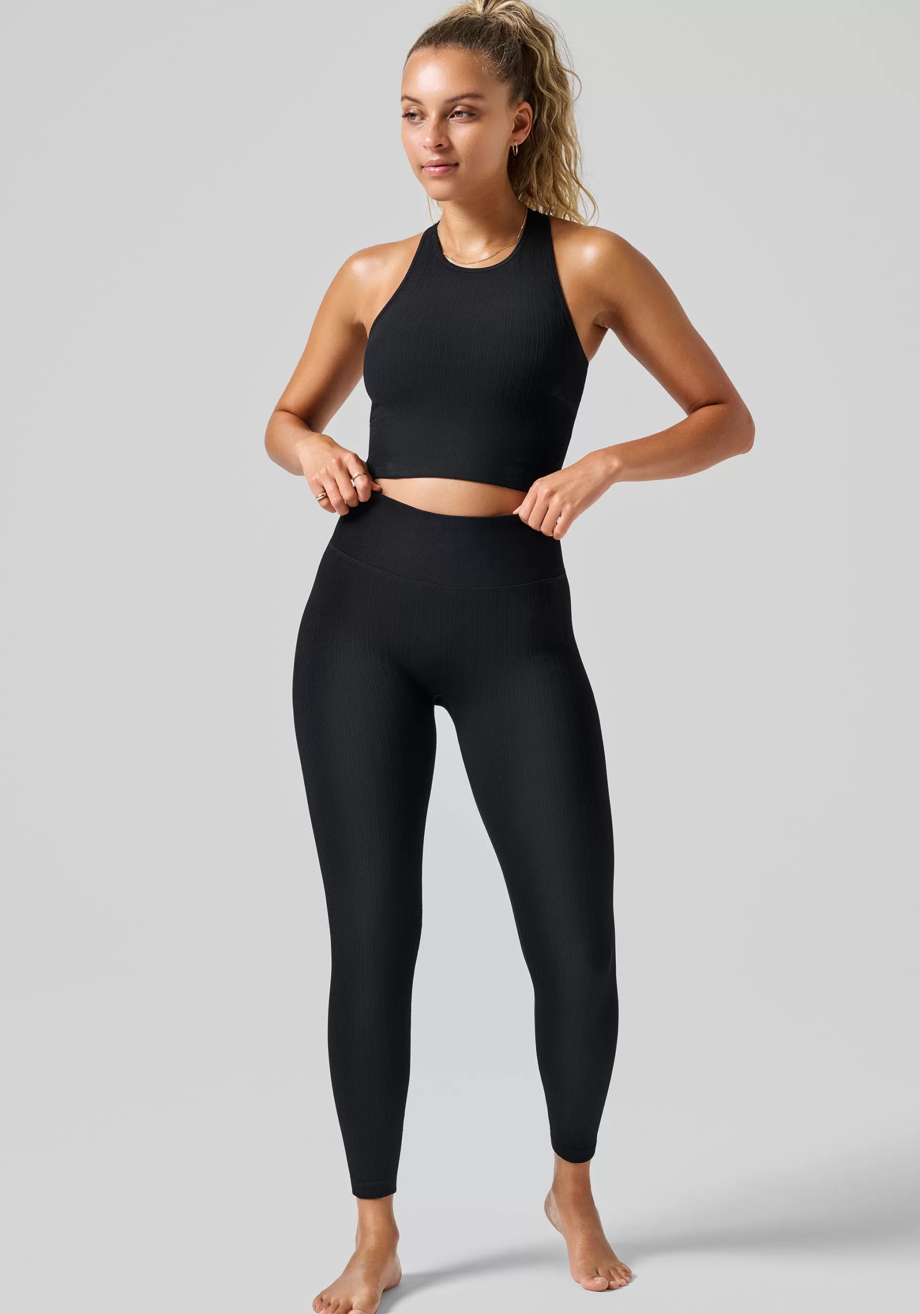 Cheap Casall Multi Rib Seamless High Waist Tights - Black