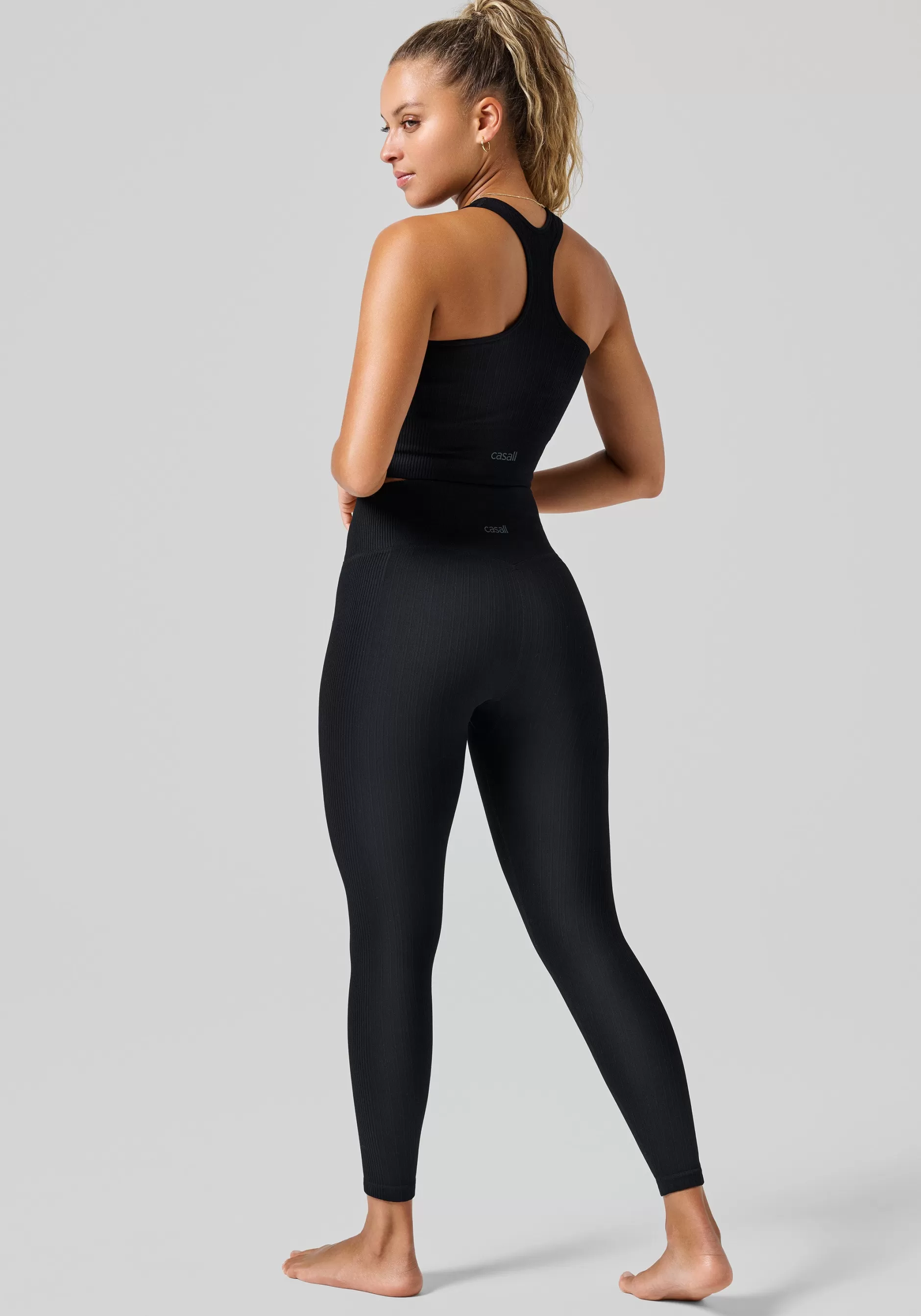 Cheap Casall Multi Rib Seamless High Waist Tights - Black