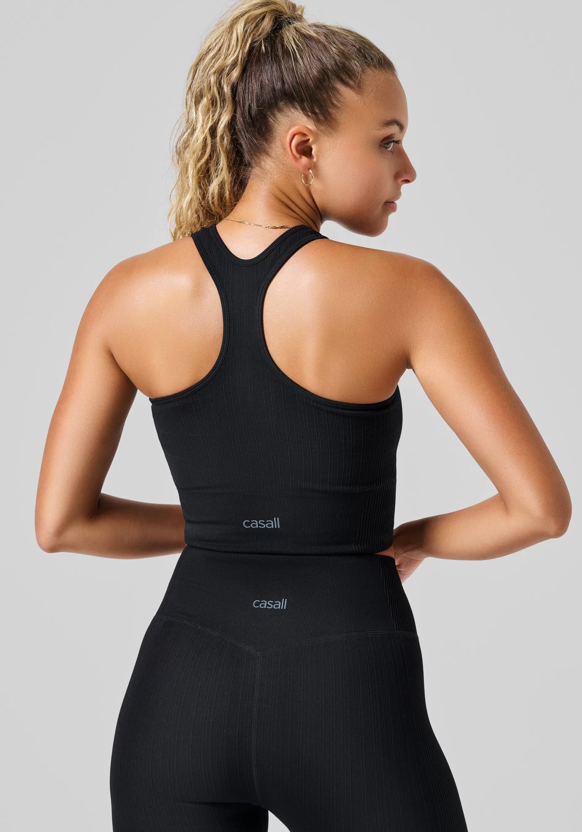 Best Casall Multi Rib Seamless Padded Sports Top - Black