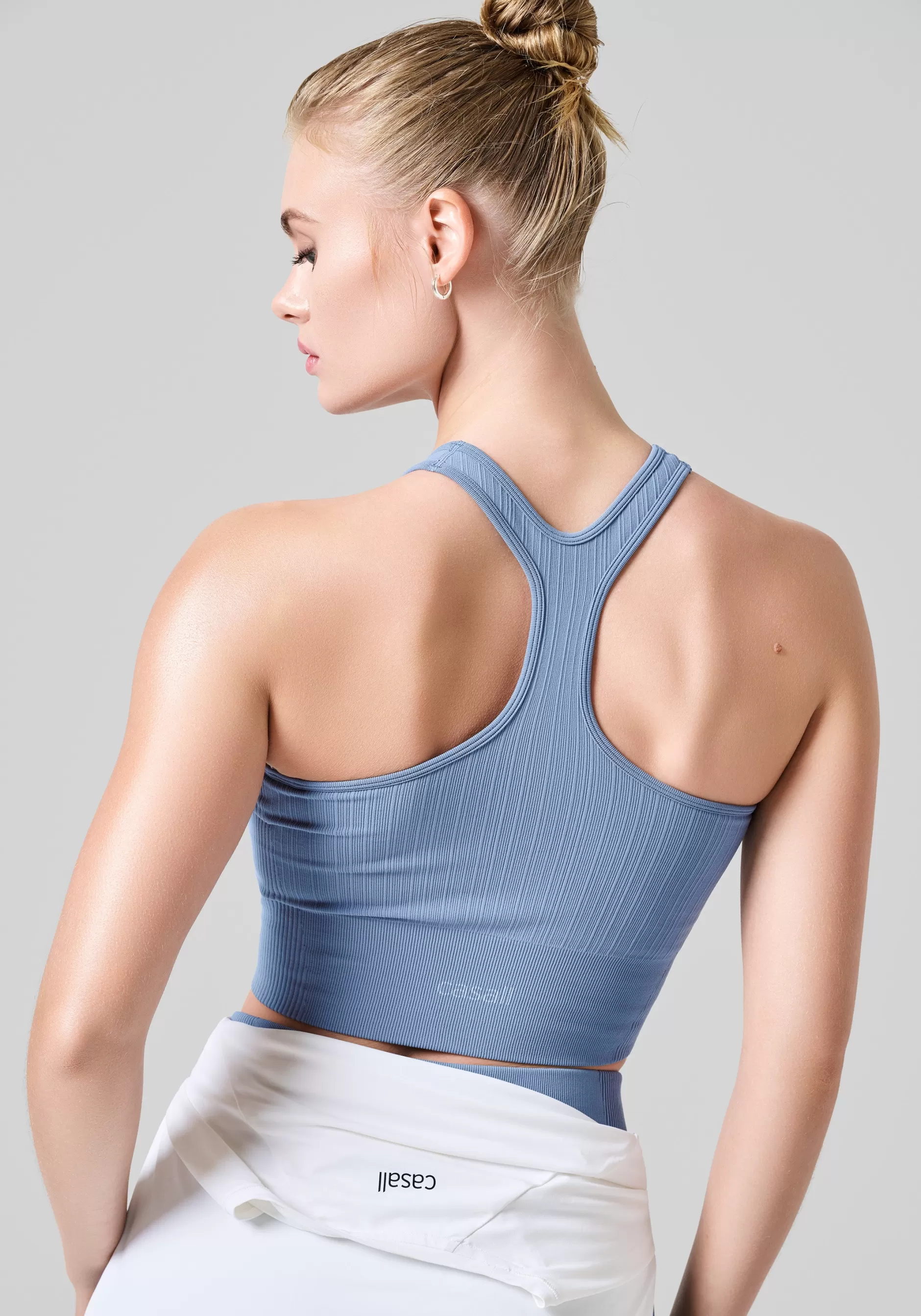 Best Casall Multi Rib Seamless Padded Sports Top - Sense Blue