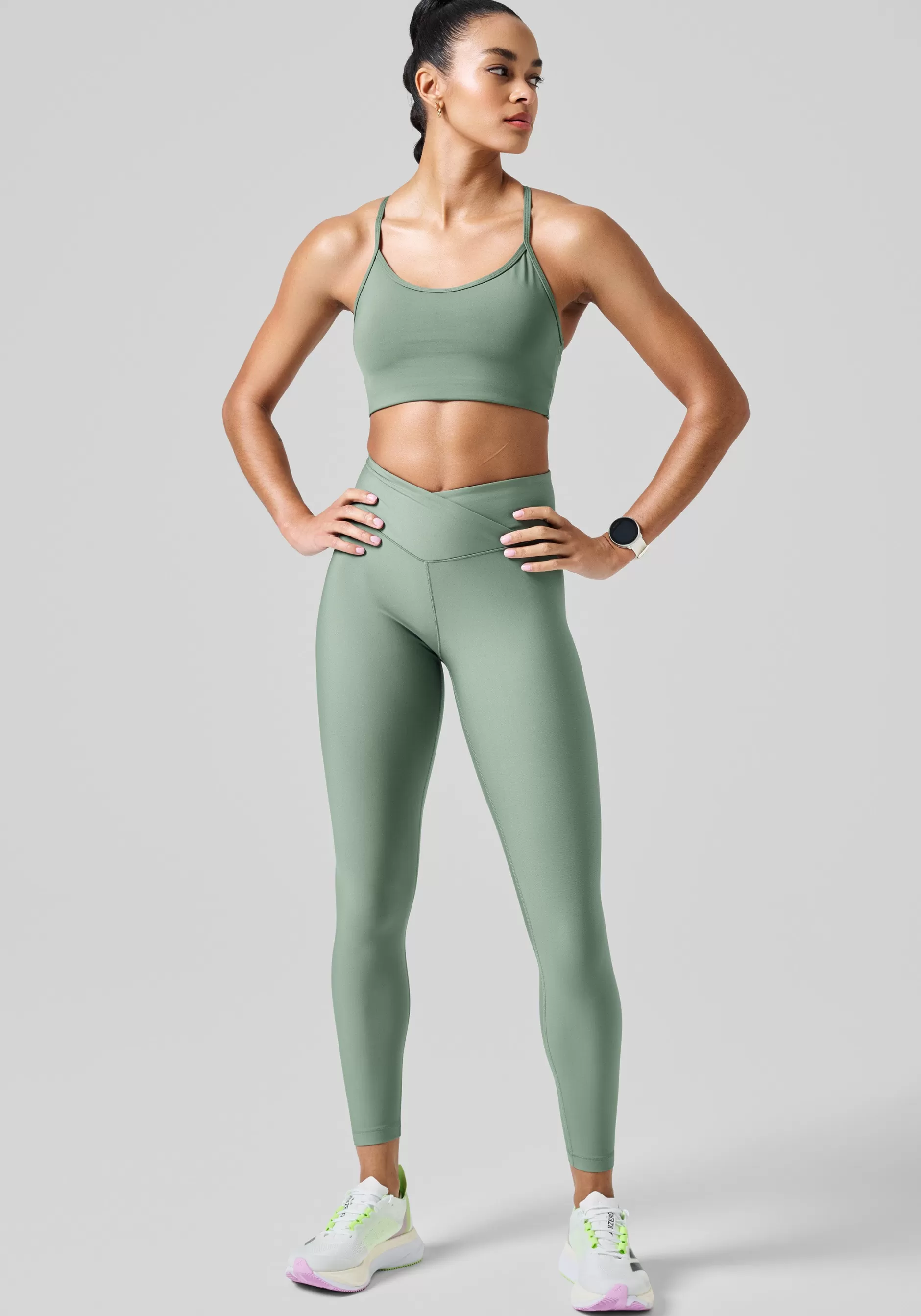 Best Sale Casall Overlap High Waist Tights - Dusty Green