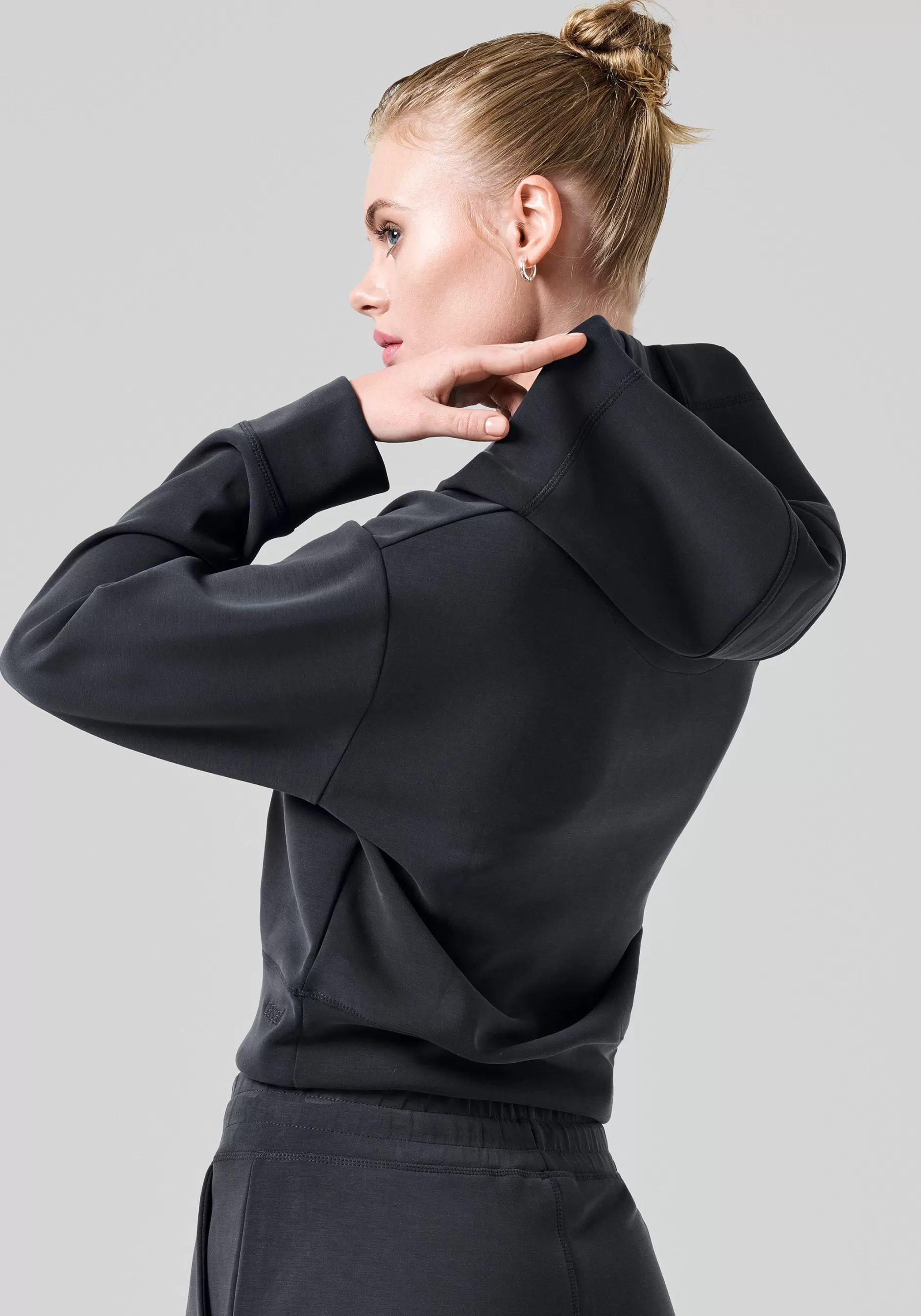 Outlet Casall Peachy V-Neck Hoodie - Almost Black