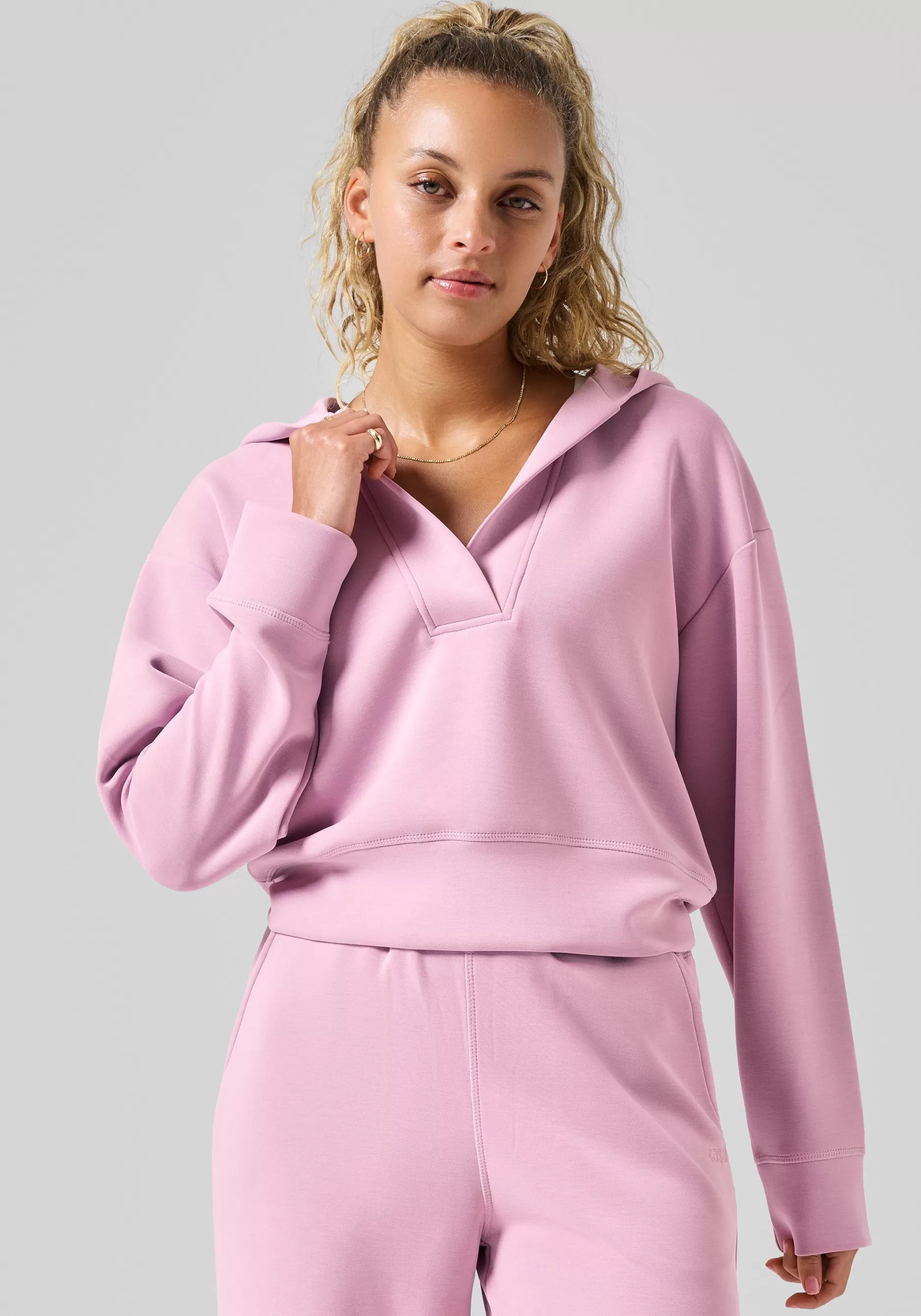 Store Casall Peachy V-Neck Hoodie - Winter Mauve