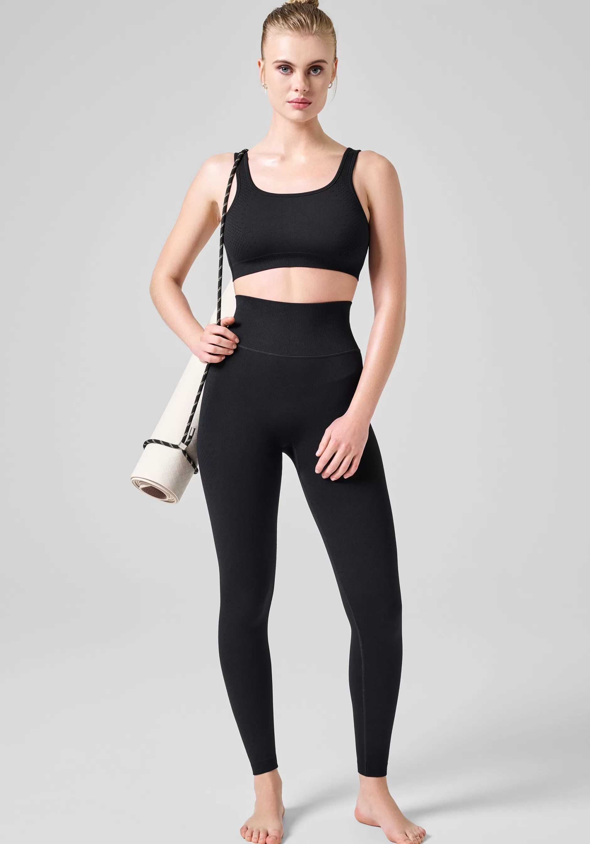 Outlet Casall Scallop High Waist Seamless Tights - Black