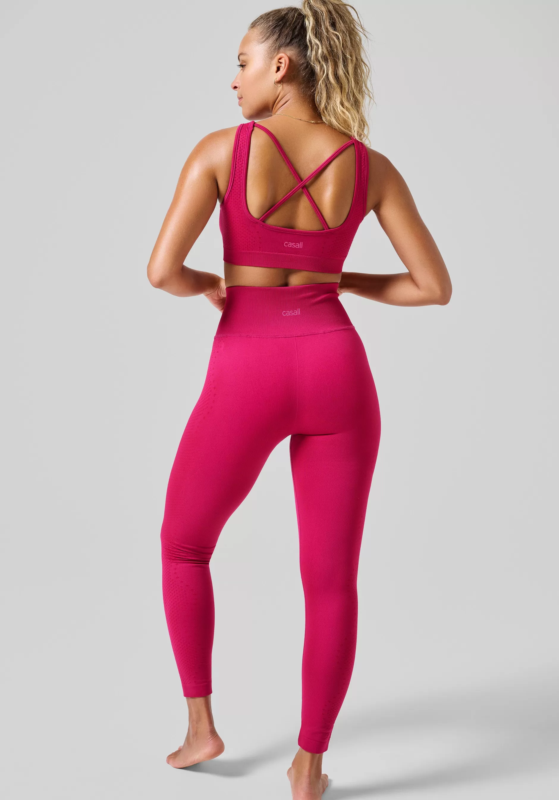 New Casall Scallop High Waist Seamless Tights - Punch Pink