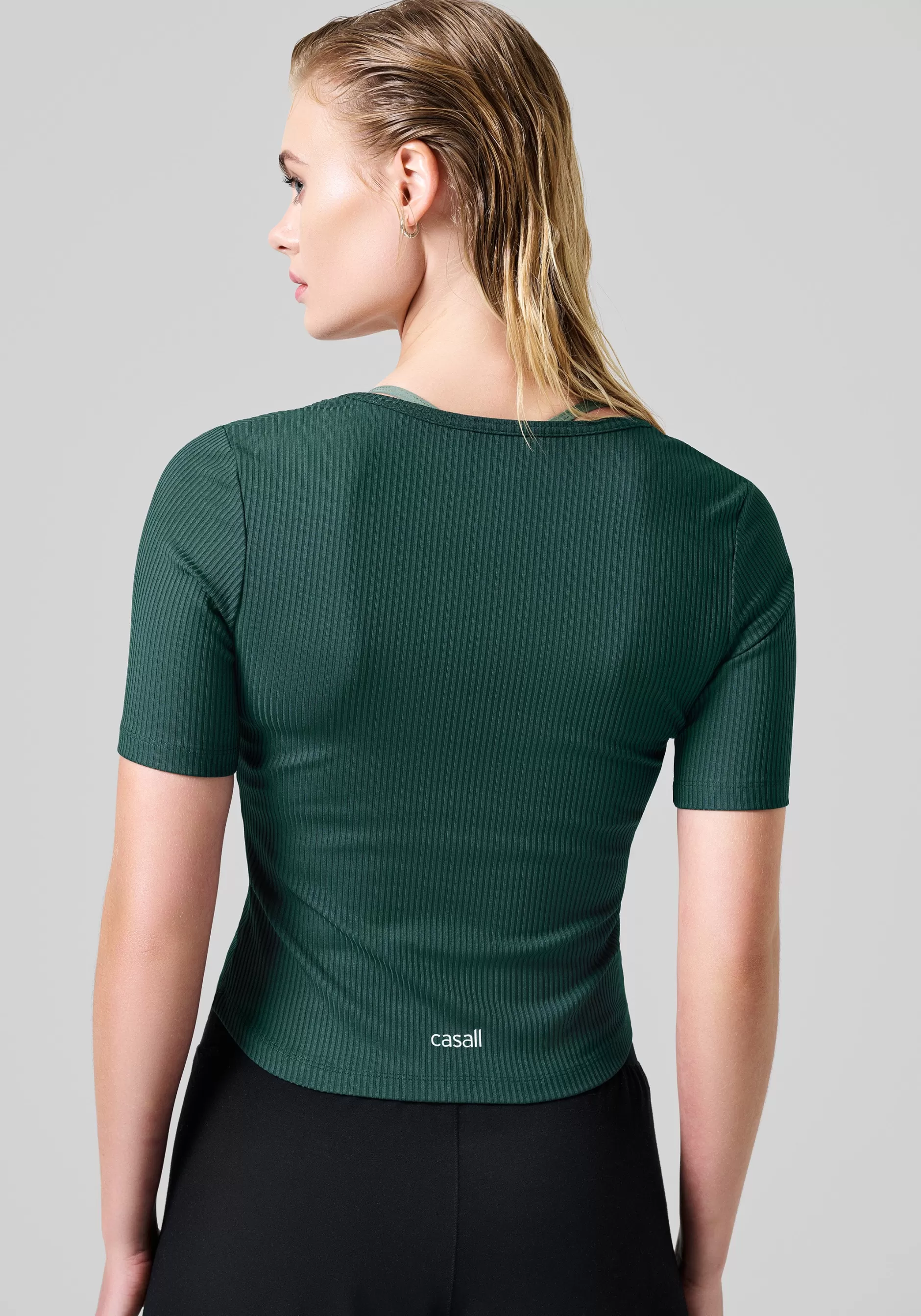 Store Casall Scoop Rib Tee - Dark Pine