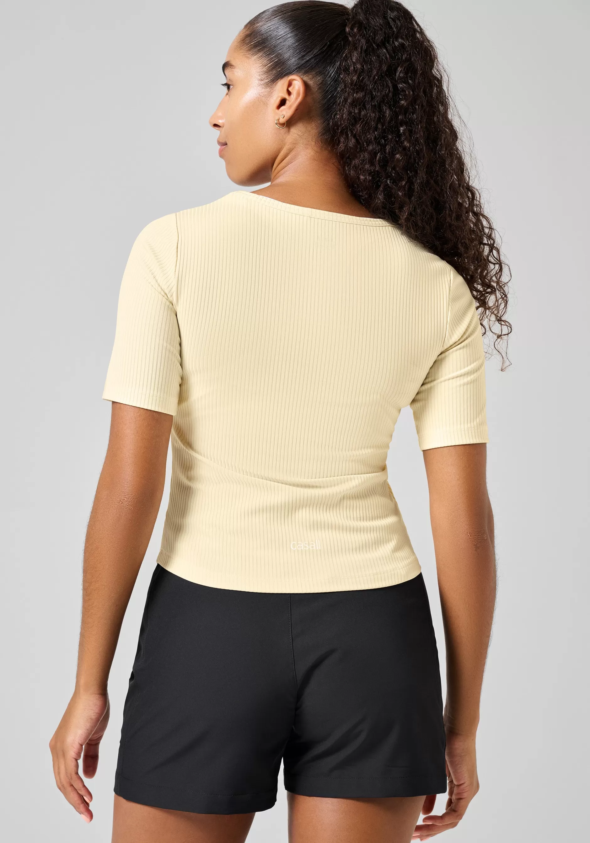 Sale Casall Scoop Rib Tee - Milky Vanilla