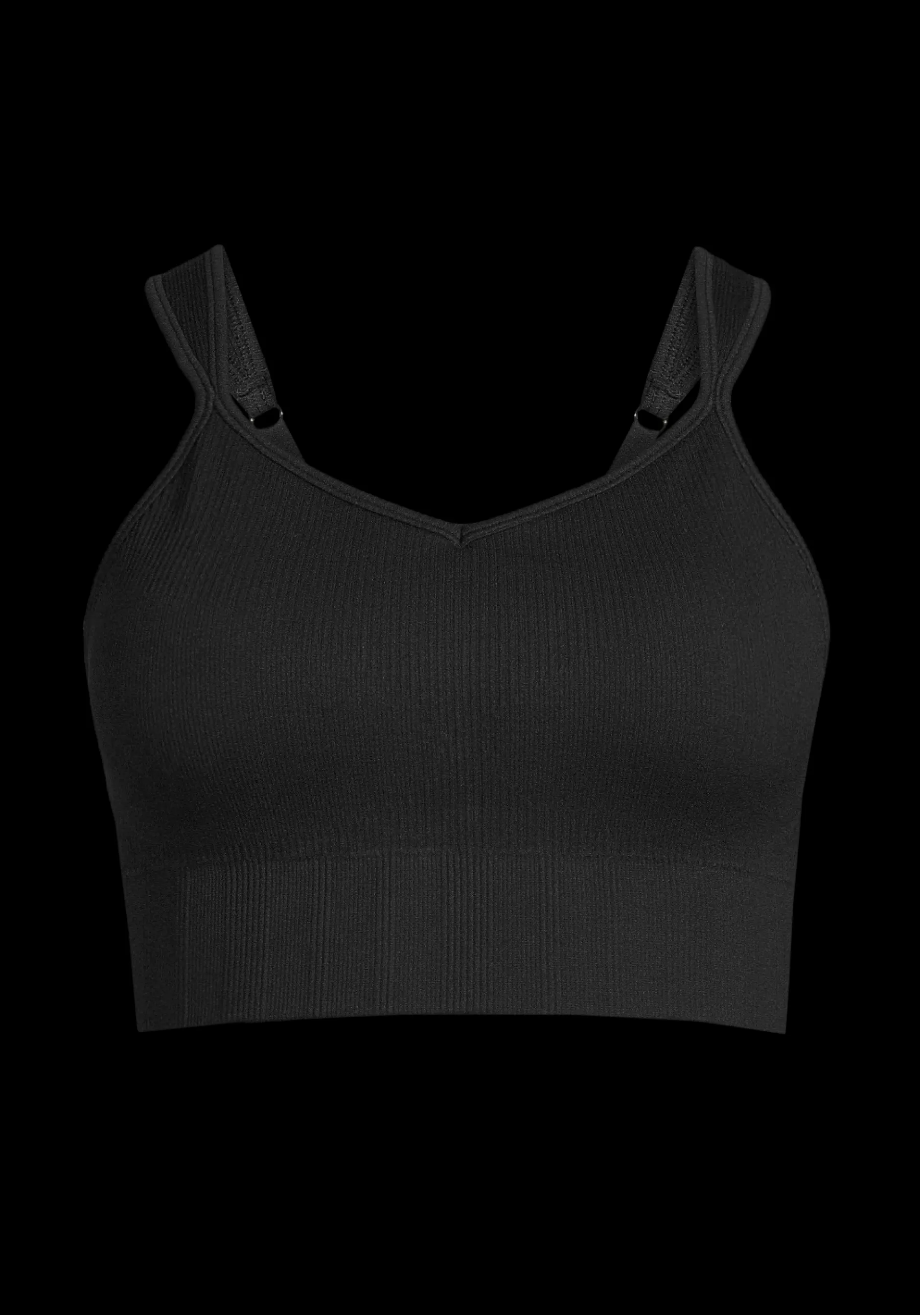 Cheap Casall Seamless Rib Padded Sports Bra - Black