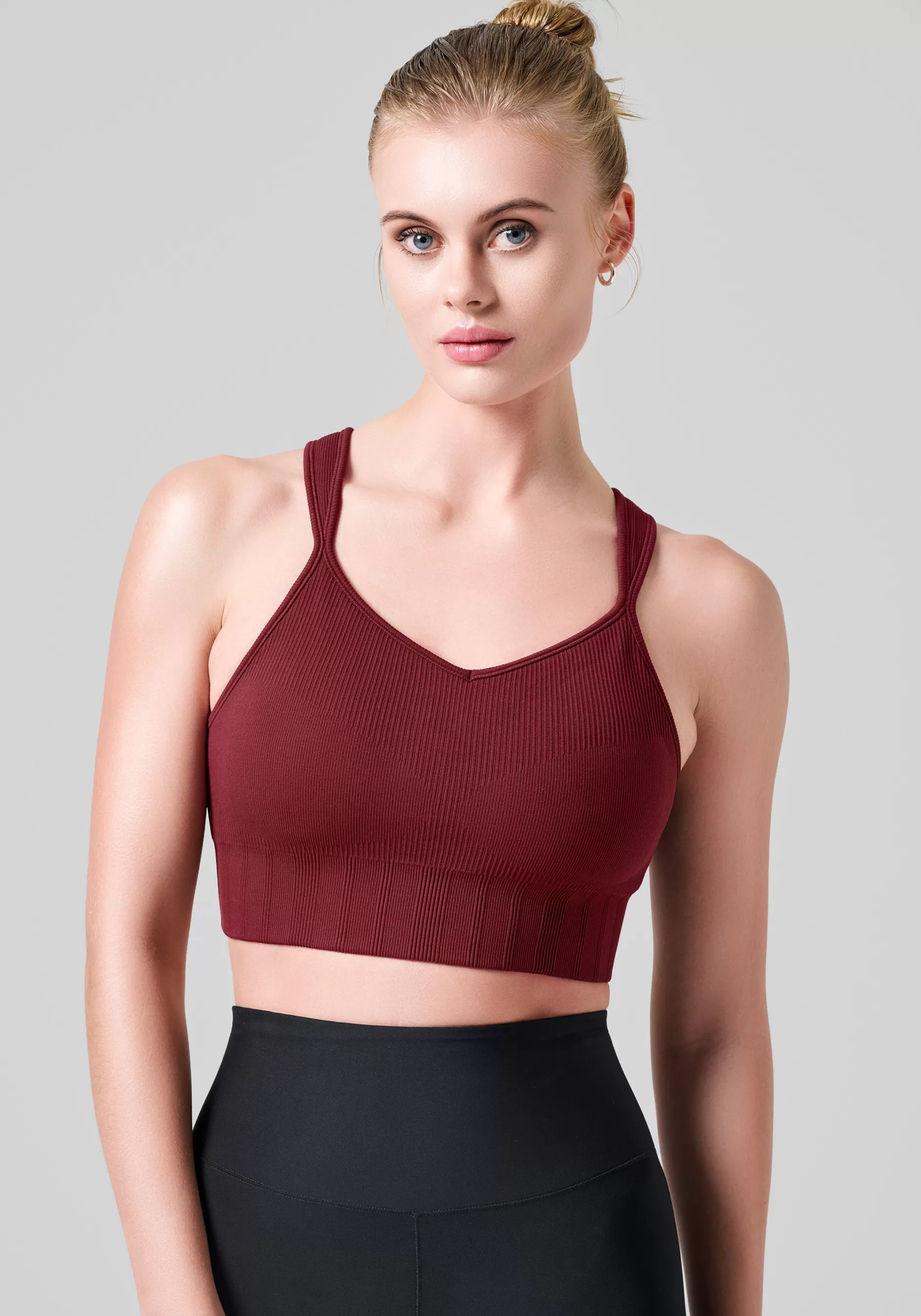 Sale Casall Seamless Rib Padded Sports Bra - Evening Red
