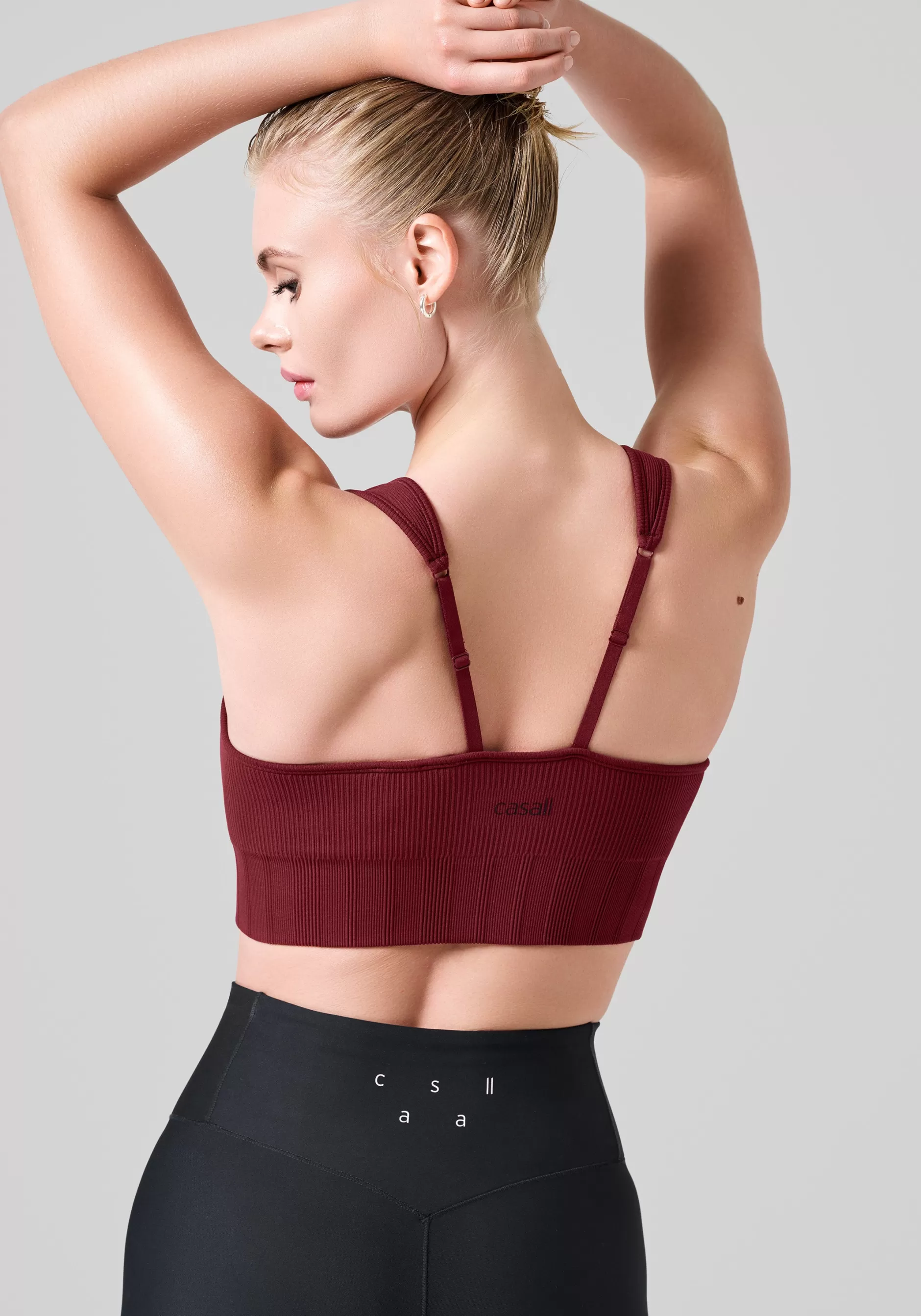 Sale Casall Seamless Rib Padded Sports Bra - Evening Red