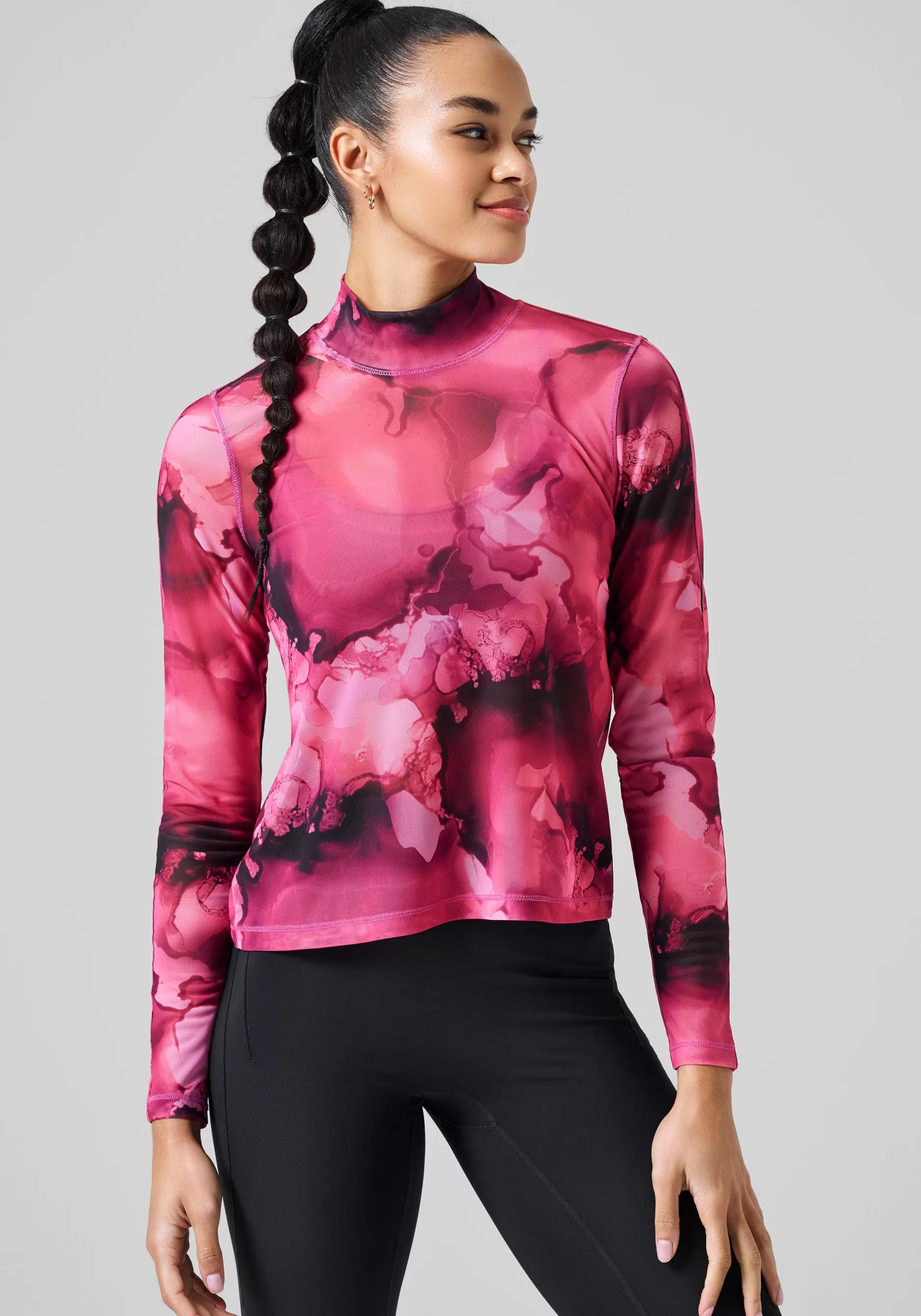 Shop Casall Sheer Mock Neck Longsleeve - Ice Pink