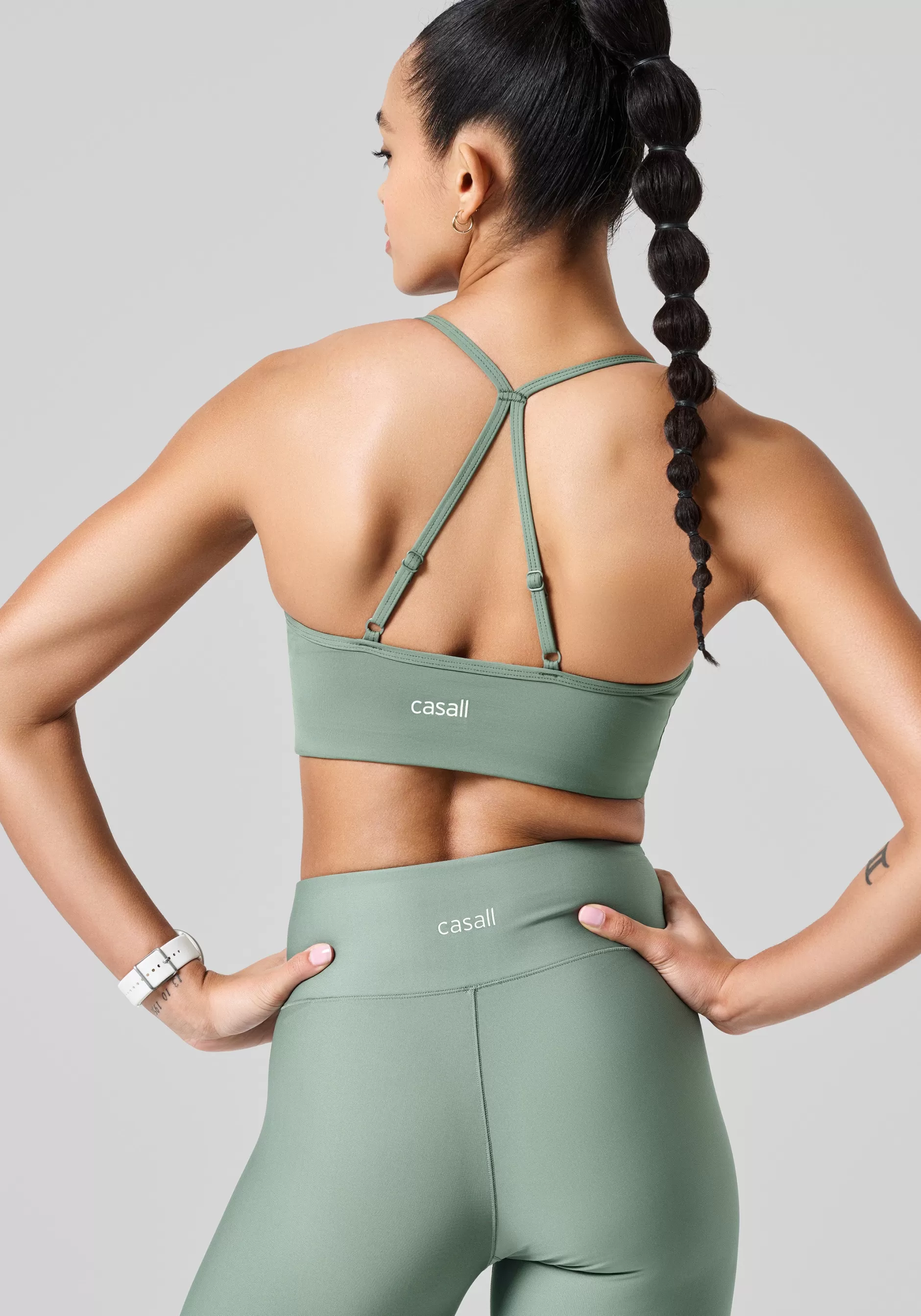 Outlet Casall Sleek Strappy Sports Bra - Dusty Green