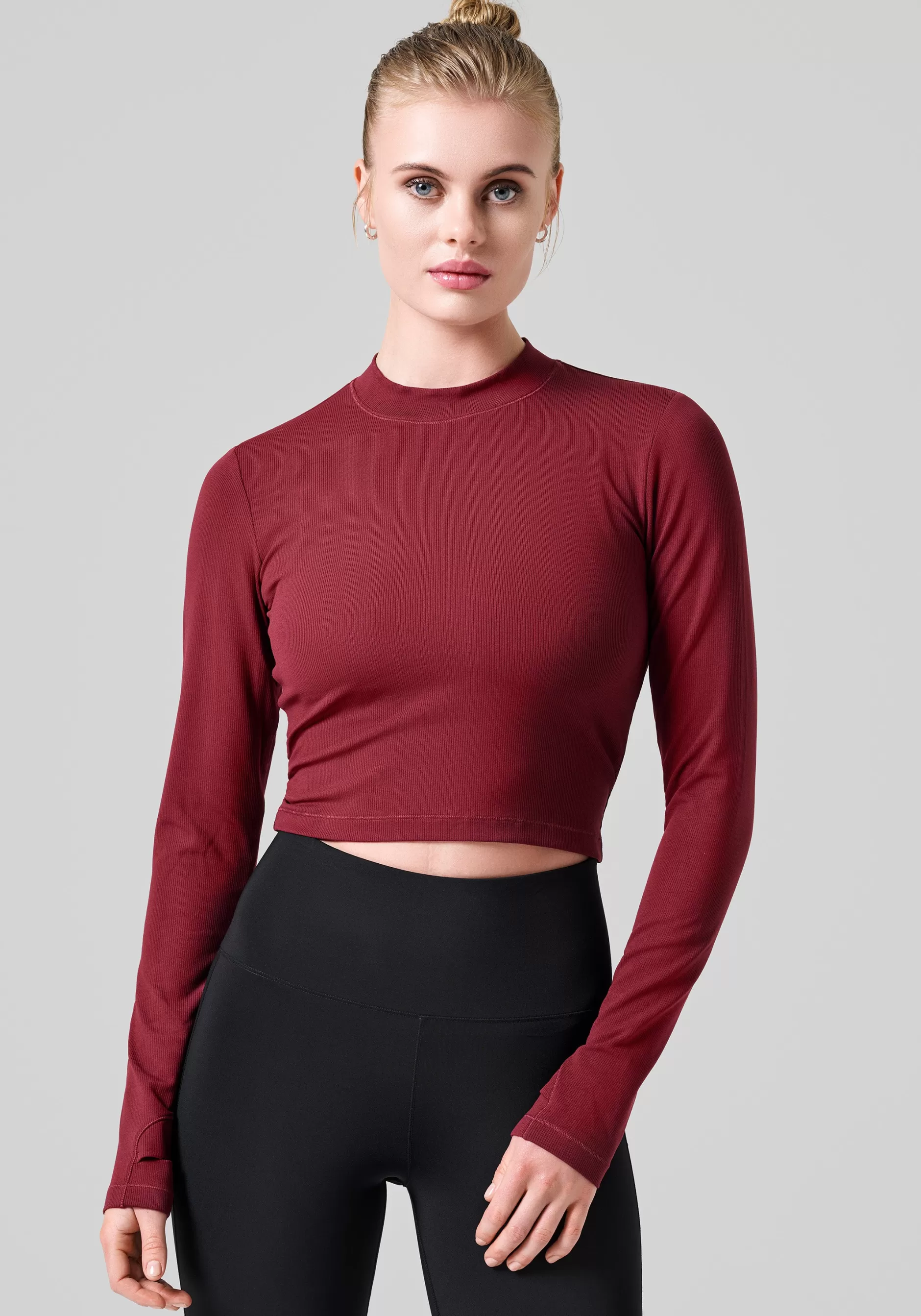 Store Casall Soft Rib Mock Neck Long Sleeve - Evening Red