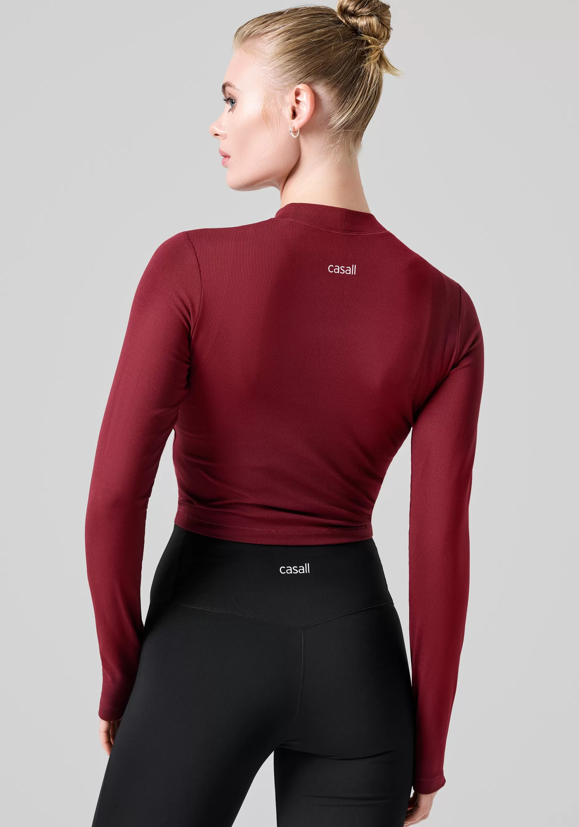 Store Casall Soft Rib Mock Neck Long Sleeve - Evening Red